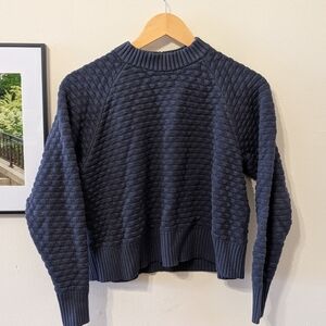 Lululemon Navy Textured Knit Sweater 5% Cashmere